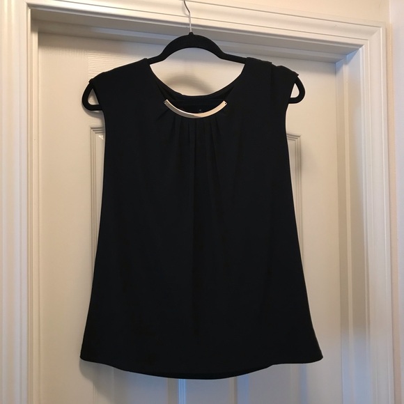 WHBM black knit shell with silver hardware - Picture 3 of 12